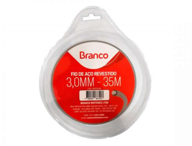 Fio De Aço Revestido 3,00mm X 35m Para Roçadeiras Branco