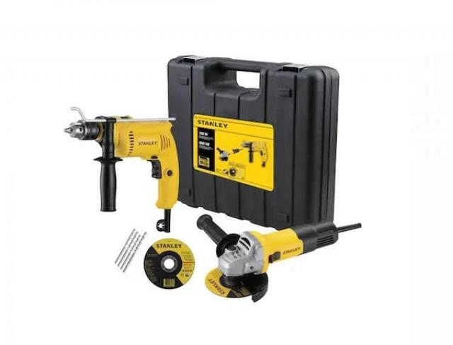 SHG6750KA - KIT ESMERILHADEIRA ANGULAR 4-1/2” (115mm) 750W E FURADEIRA DE IMPACTO ½” (13mm) 600W