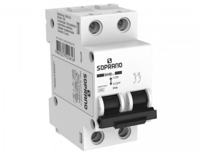 Disjuntor Bipolar SHB GII C0 10A - Soprano